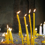 Candles inside Zoravor Surp Astvatsatsin Church